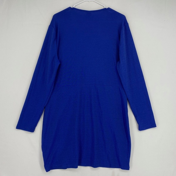 Wild Fable Juniors Size 2X Cut Out Bodycon Dress Long Sleeve Lapis Blue Lurex - Picture 6 of 8